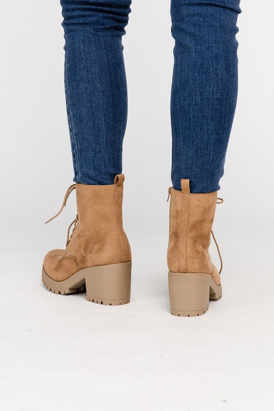 Women's Fuzzy Lace-Up Combat Boots