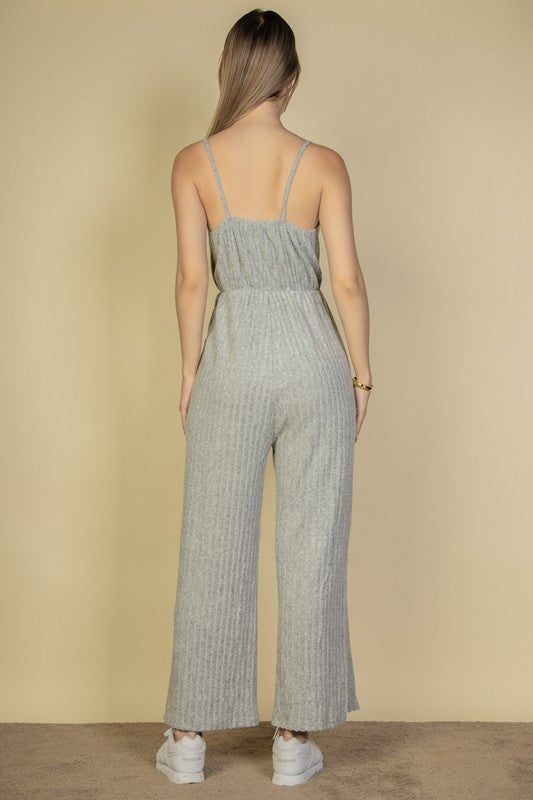 Women's Casual Sleeveless Tie Front Jumpsuit