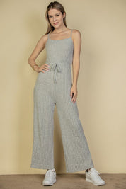 Women's Casual Sleeveless Tie Front Jumpsuit