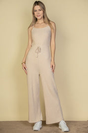 Women's Casual Sleeveless Tie Front Jumpsuit