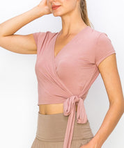 Women's Bamboo Wrap Crop Cap Sleeve