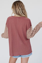 Women's Color Block Stripe Lantern Sleeve Tunic