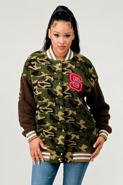 Camo Letterman Jacket