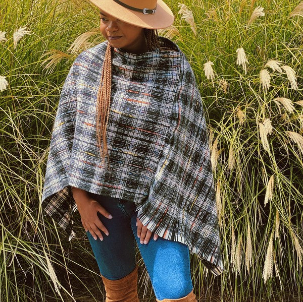 Women's Plaid Tweed Luxe Poncho