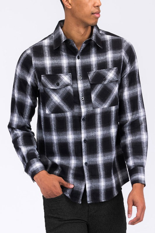 Men's Regular Fit Plaid Checkered Flannel Shirt