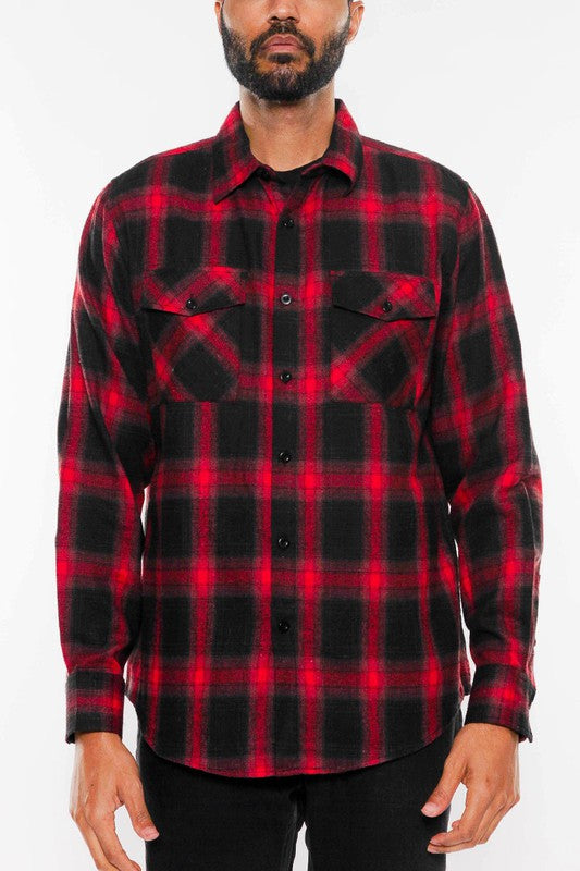 Men's Regular Fit Plaid Checkered Flannel Shirt