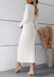 Women's Ribbed Long Sleeve Midi Dress