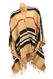 Women's Plaid Print Ruana Wrap