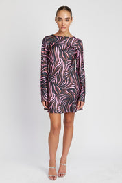 Women's Zebra Print Mini Dress with Laced Up Back