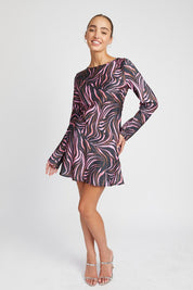 Women's Zebra Print Mini Dress with Laced Up Back