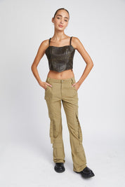 Women's Low Waist Cargo Flared Pants