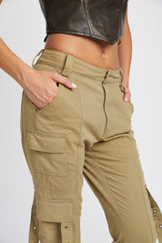 Women's Low Waist Cargo Flared Pants