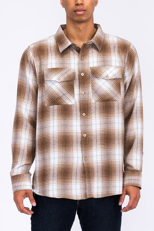 Men's Regular Fit Checker Plaid Flannel Shirt