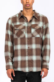 Men's Regular Fit Checker Plaid Flannel Shirt