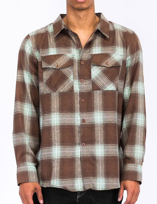 Men's Regular Fit Checker Plaid Flannel Shirt