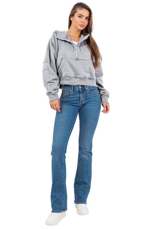 Women's Oversized Zip-Up Hoodie with Kanga Pocket