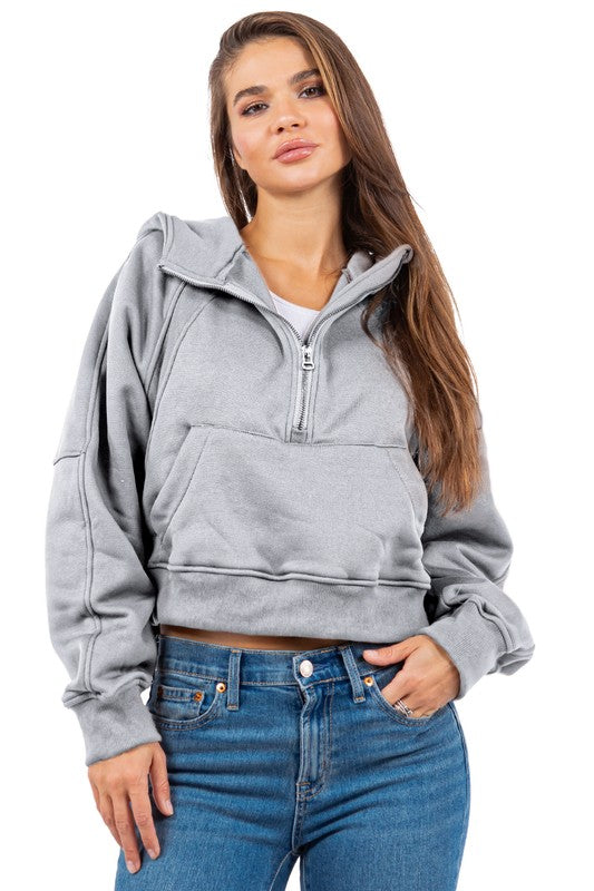 Women's Oversized Zip-Up Hoodie with Kanga Pocket