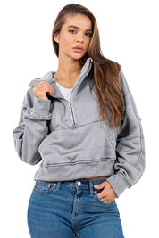 Women's Oversized Zip-Up Hoodie with Kanga Pocket