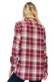 Women's Boyfriend Fit Plaid Flannel Long Sleeve Shirt