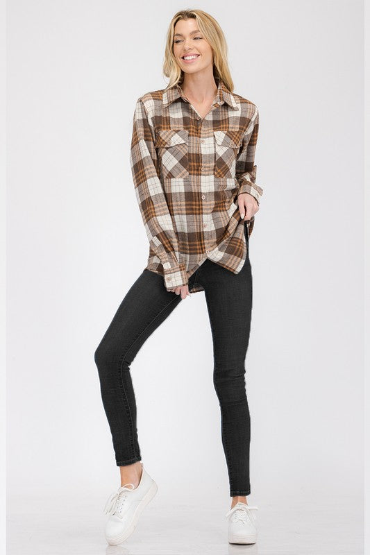 Women's Oversized Plaid Flannel Shirt