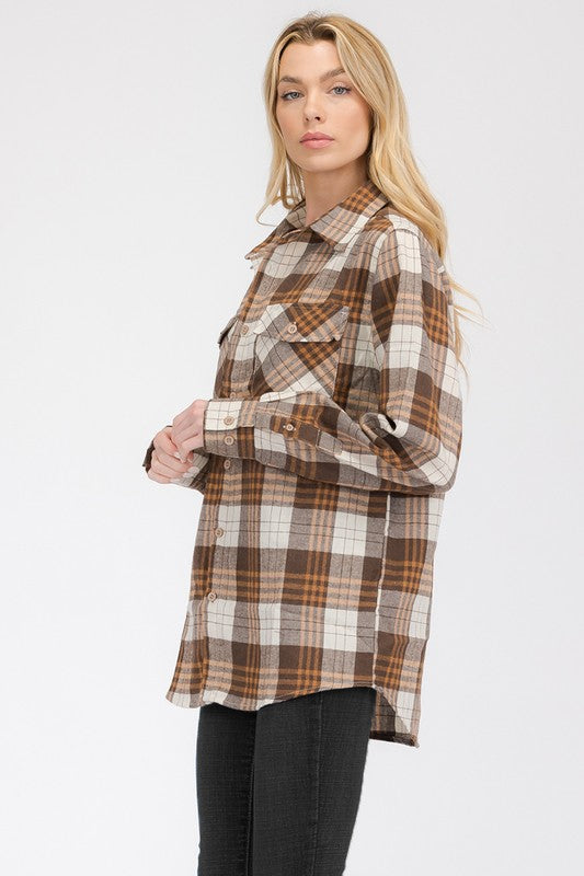 Women's Oversized Plaid Flannel Shirt