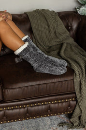 Women's Cozy Fleece-Lined Pom Socks