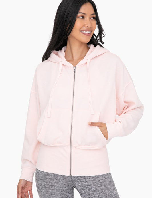 Women's Oversized Fleece Hoodie Jacket with Tapered Sleeves