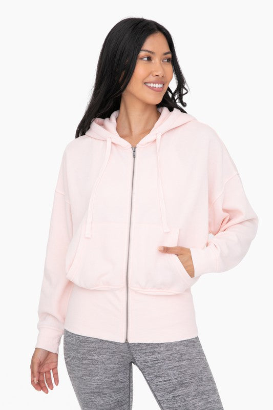 Women's Oversized Fleece Hoodie Jacket with Tapered Sleeves