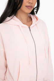 Women's Oversized Fleece Hoodie Jacket with Tapered Sleeves