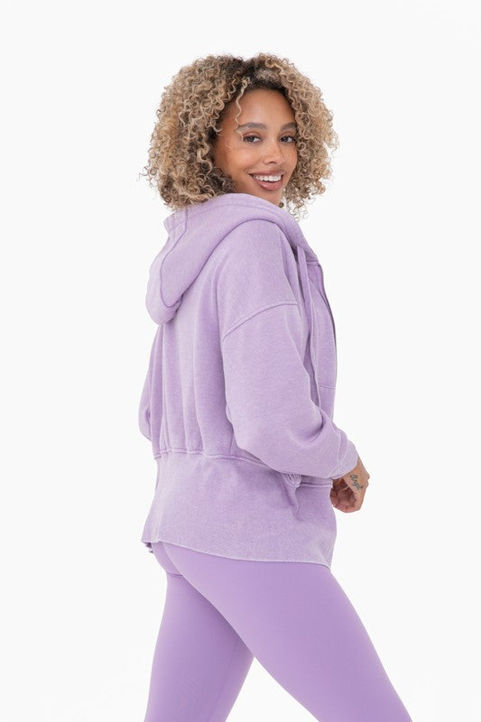 Women's Oversized Fleece Hoodie Jacket with Tapered Sleeves