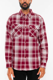 Men's Regular Fit Plaid Flannel Shirt with Chest Pockets