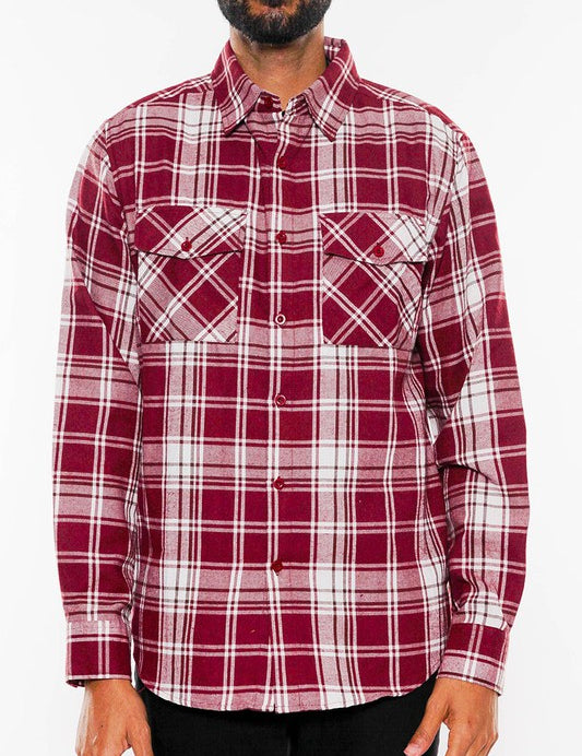 Men's Regular Fit Plaid Flannel Shirt with Chest Pockets