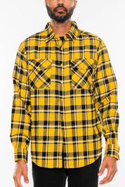 Men's Regular Fit Plaid Flannel Shirt with Chest Pockets