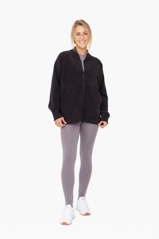 Women's Relaxed Fit Microfleece Bomber Jacket