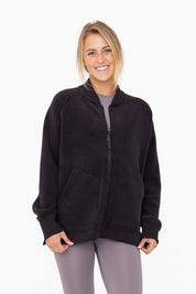 Women's Relaxed Fit Microfleece Bomber Jacket