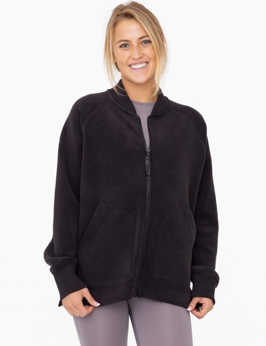 Women's Relaxed Fit Microfleece Bomber Jacket