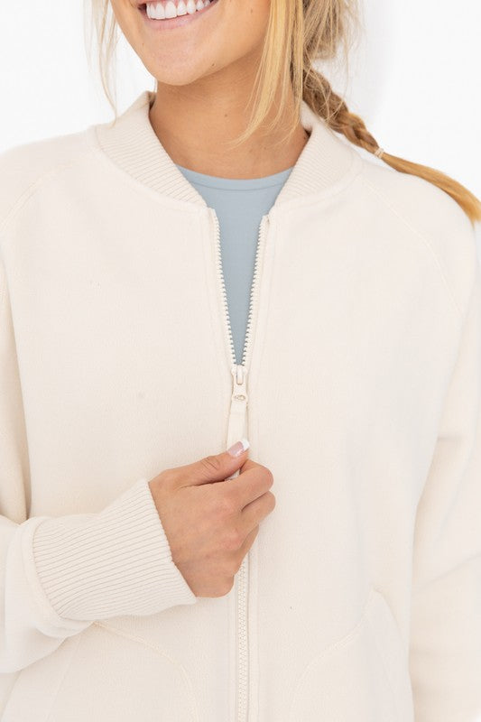 Women's Relaxed Fit Microfleece Bomber Jacket