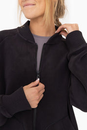 Women's Relaxed Fit Microfleece Bomber Jacket