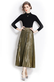 Women's Long Sleeve Knit Top and Maxi Skirt Set