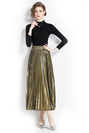 Women's Long Sleeve Knit Top and Maxi Skirt Set