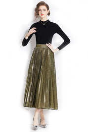 Women's Long Sleeve Knit Top and Maxi Skirt Set