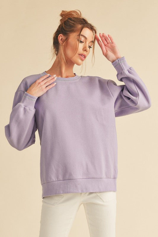 Women's Cozy Brushed Terry Sweatshirt with Embroidery