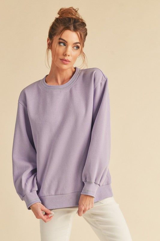 Women's Cozy Brushed Terry Sweatshirt with Embroidery