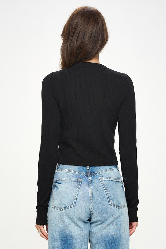 Women's Ribbed Long Sleeve Crop Top