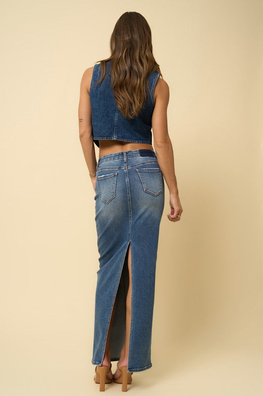 Women's Casual Super Long Denim Maxi Skirt