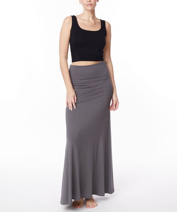 Women's Classic A-Shape Bamboo Maxi Skirt