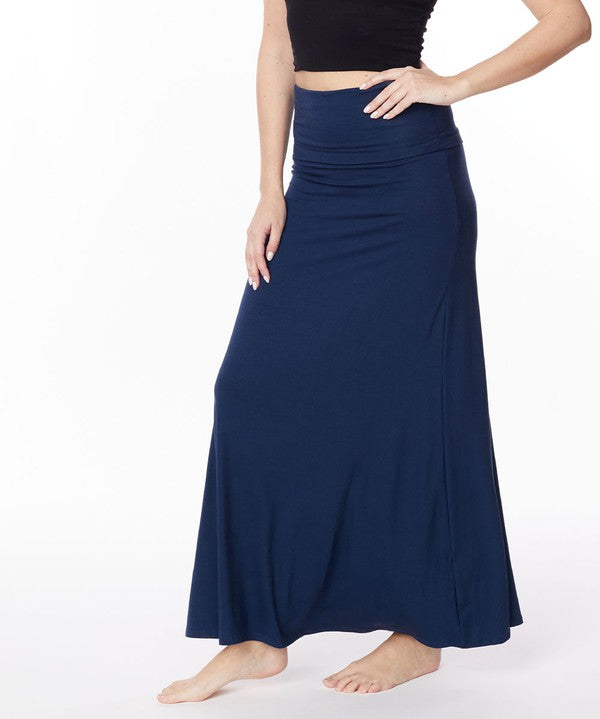 Women's Classic A-Shape Bamboo Maxi Skirt