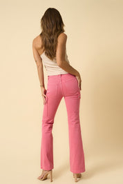 Women's Casual Dusty Pink Cargo Slim Boot Pants