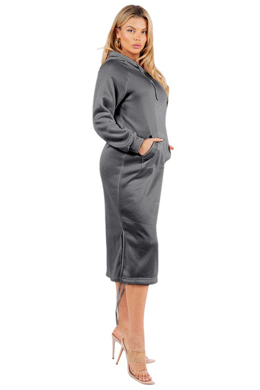 Women's Casual Long Sleeve Maxi Hoodie Dress