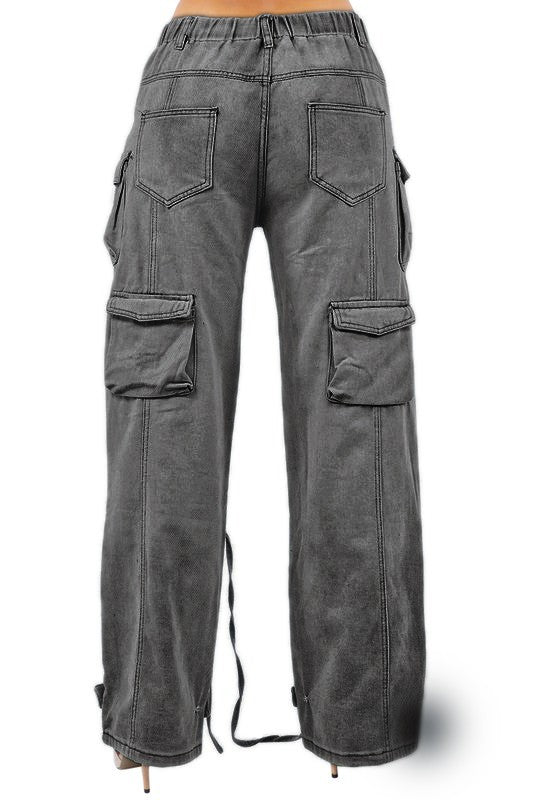 Women's Oversized Cargo Style Denim Pants